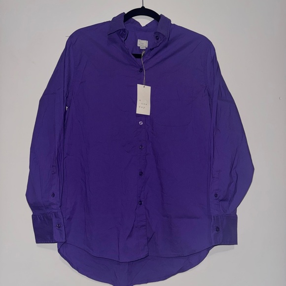A New Day Purple Casual Button Down Shirt - Picture 1 of 5